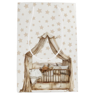 TAN NEUTRAL FARBEN BOHO BABY CRIB MITTLERE GESCHENKTÜTE
