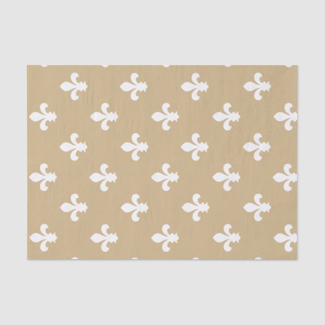 Tan Neutral Fleur de Lys Seidenpapier (Vorderseite)