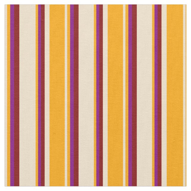Tan, Orange, Lila & Maroon Lines Stoff (Nahaufnahme)