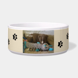 Tan Paw Prints Personalisiert Foto Pet Bowls hinzu Napf