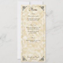 Tan Perchment Paper Style Wedding Menu Card