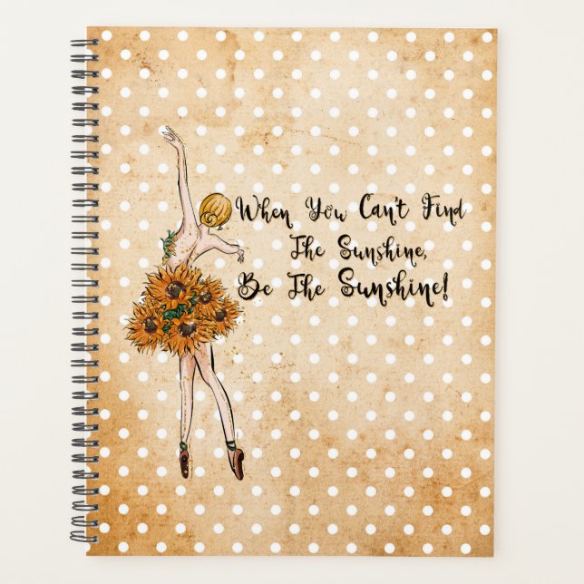 Tan Polka Dot, Sonnenblumen Ballett Tänzer Inspira Planer (Vorderseite)