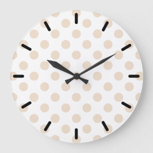 Tan-Polka-Punkte Große Wanduhr