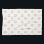Tan-Polka-Punkte Küchentuch<br><div class="desc">Tan-Polka-Punkte auf weißem Hintergrund</div>