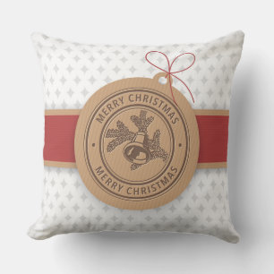 Tan & Red Christmas Ornament mit Datum Kissen