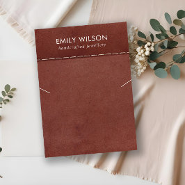 TAN RED LETHER TEXTURE NECKLACE BRACELET DISPLAY VISITENKARTE