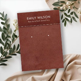 TAN RED LETHER TEXTURE STUD EARRING DISPLAD KARTE