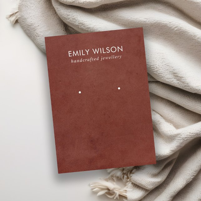 TAN RED LETHER TEXTURE STUD EARRING DISPLAD KARTE (Von Creator hochgeladen)