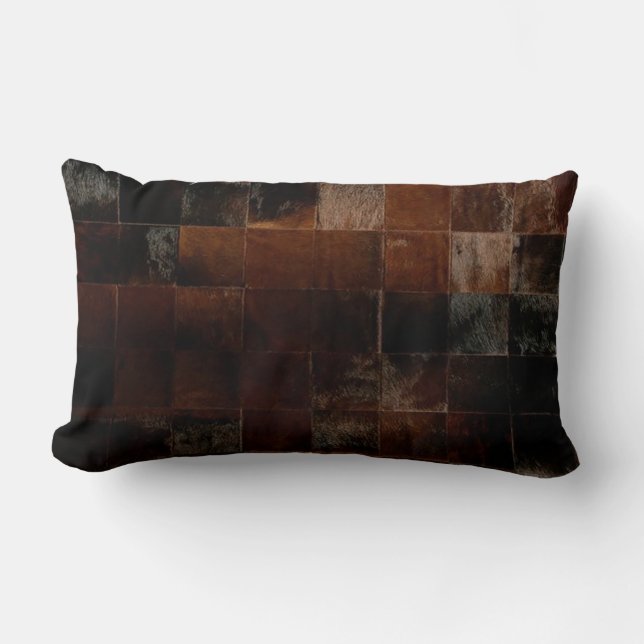 TAN-Rindleder-Patchwork-Druck-Kissen Lendenkissen (Vorderseite)