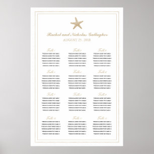 Tan Sand Graceful Starfish 24 x 36 Seating Chart Poster