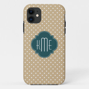 Tan Sand Polka Dots Aquamarin Quatrefolienmonogram title_seo2