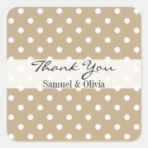 Tan Sand Square Custom Polka Dotted Danke Quadratischer Aufkleber