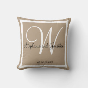 Tan Sand taupe Custom Wedding Keepake Kopfkissen Kissen
