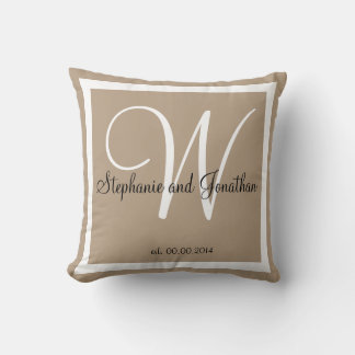 Tan Sand taupe Custom Wedding Keepake Kopfkissen Kissen