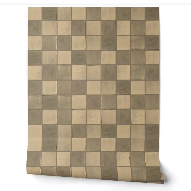 Tan schlichte Fliesenmuster Vinyl Wallpaper Tapete (Abrollen)