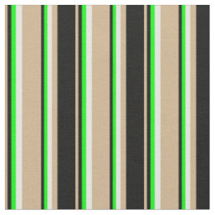Tan, Schwarz, Limon und Minze Creme, farbige Strei Stoff