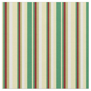 Tan, Sea Green, Maroon, Dark Khaki und White Lines Stoff