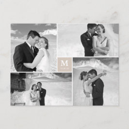 Tan Square Monogram 4 Foto Wedding Danke Postkarte