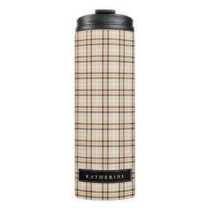 Tan Tartan Kariert Pattern Thermosbecher