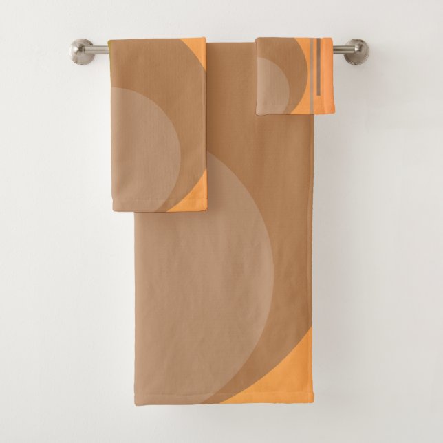Tan/Taupe/Mandarine Abstrakt Badhandtuch Set (Insitu)