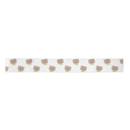 TAN TEDDY BAR FACS MIT GRÜNEN BOW KRAWATTE SATINBAND
