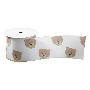TAN TEDDY BAR FACS MIT GRÜNEN BOW KRAWATTE SATINBAND