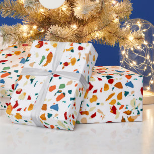 Tan Terrazzo Eklektische verrückte Konfetti-Male Geschenkpapier