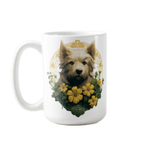 TAN TERRIER HUND MIT GELBEN IRISCHEN BLUME