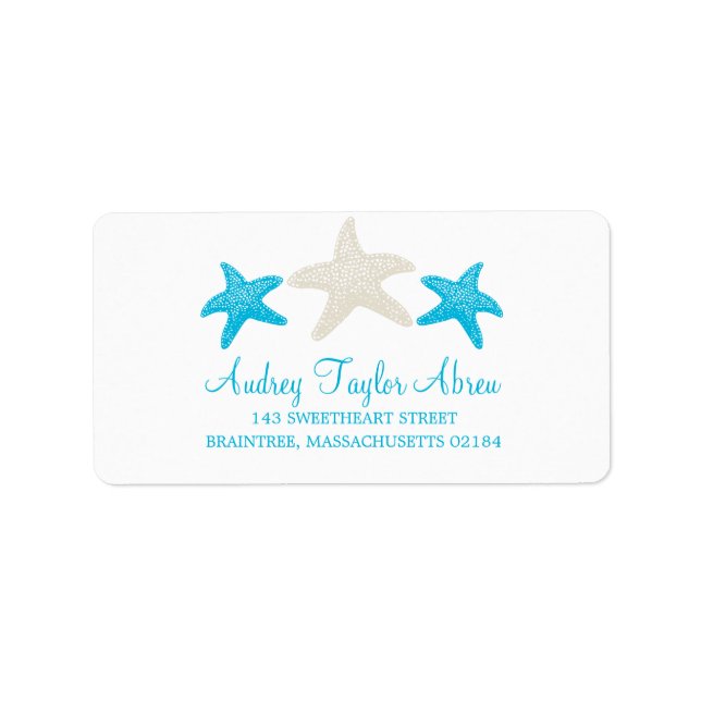 Tan und Aquamariner Starfish | RÜCKSENDEADRESSE Adressaufkleber (Vorne)