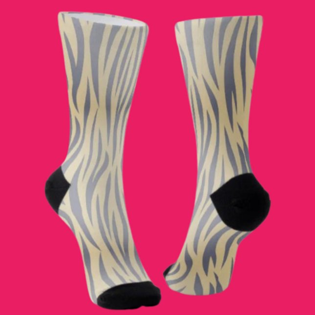 Tan und Black Zebra Stripe Crew Socks Socken (Von Creator hochgeladen)