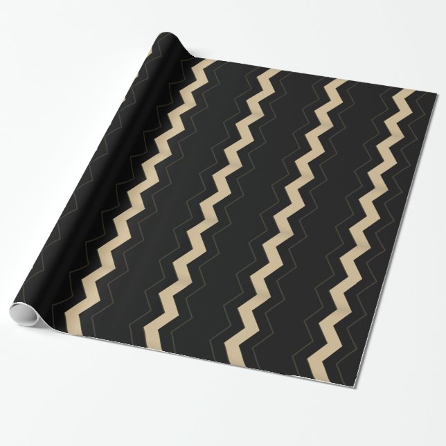 Tan und Black Zigzag  Geschenkpapier (Ungerollt)