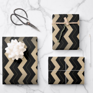 Tan und Black Zigzag  Geschenkpapier Set