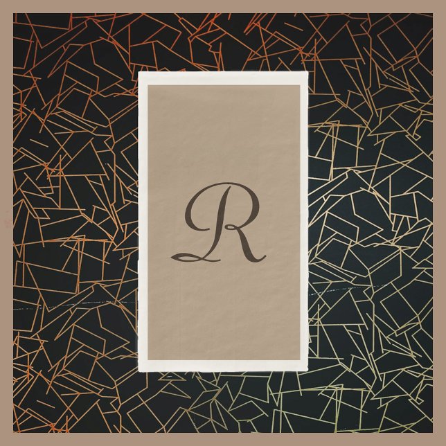 Tan und Braun Mit Monogramm Minimalistisch neutral Serviette (Von Creator hochgeladen)