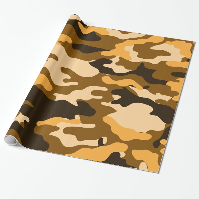 Tan und Brown Camouflage Camouflage Wrapping Paper Geschenkpapier (Ungerollt)