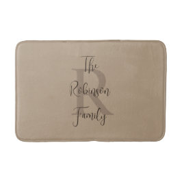 Tan und Brown Familienname Klassische Mit Monogram Badematte