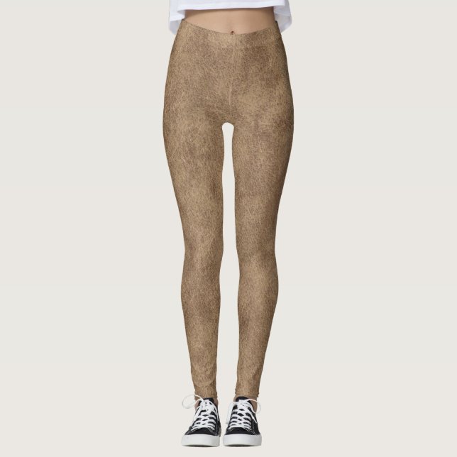 Tan und Brown Imitats Leather Leggings (Vorderseite)