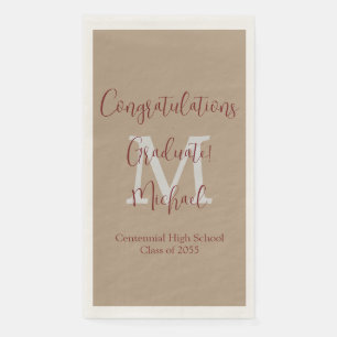 Tan und Brown Mit Monogramm Minimal Graduation Par Serviette