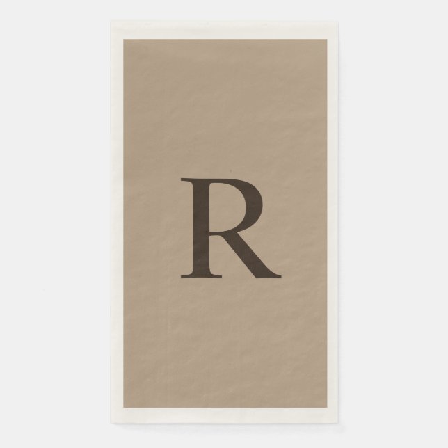 Tan und Brown Mit Monogramm Minimalistisch neutral Serviette (Vorderseite)