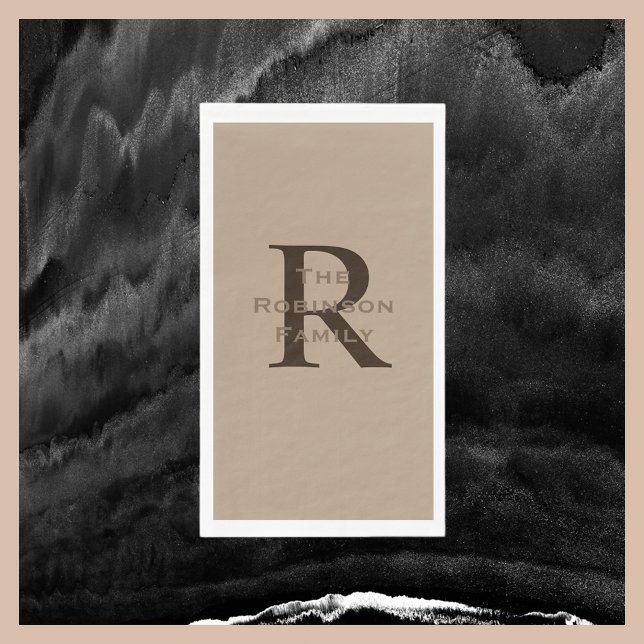 Tan und Brown Name Mit Monogramm Paper Handtuch Serviette (Von Creator hochgeladen)