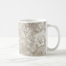 Tan und Cream Floral Kaffeetasse