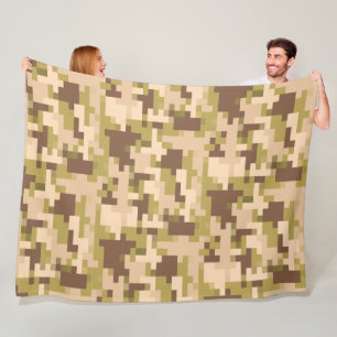 Tan und Green Digital Camouflage Fleece Blanket