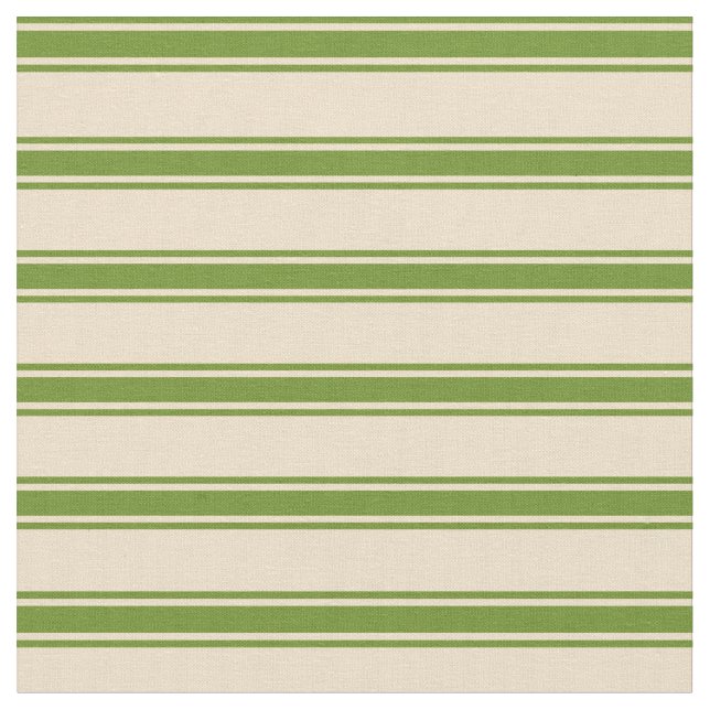 Tan und Green Lined Muster Stoff (Nahaufnahme)