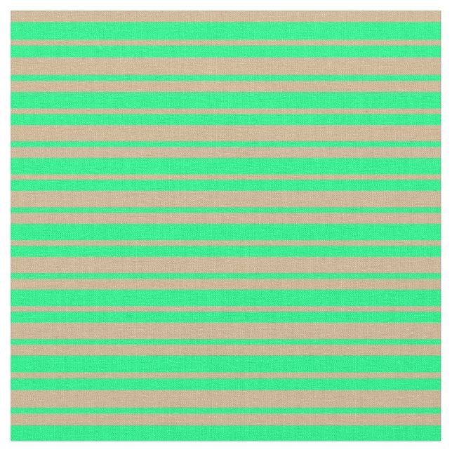 Tan und Grünes Muster Stoff (Nahaufnahme)