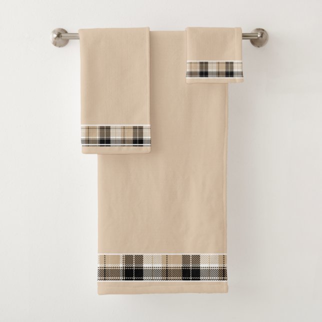 Tan und kariertes schwarzes Badetuch Set (Insitu)