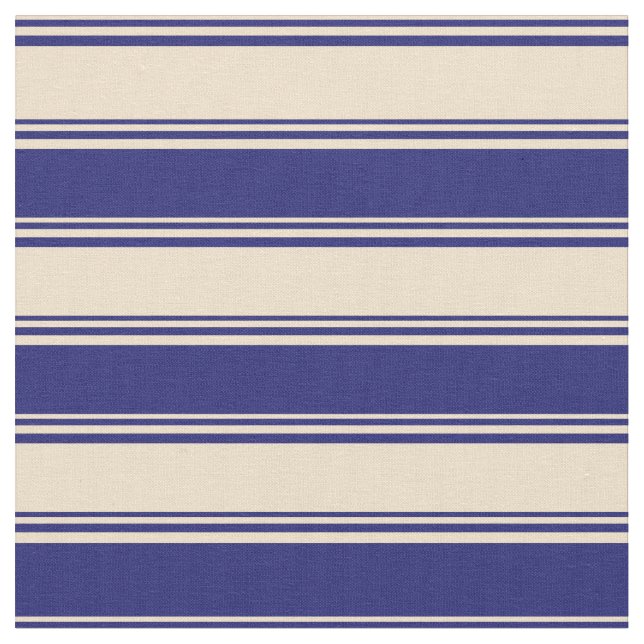 Tan und Midnight Blue Colored Pattern Stoff (Nahaufnahme)
