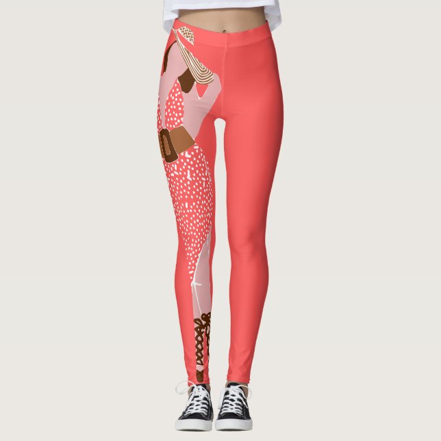 Tan und Pink Dick Chic in einem Sun Dress Leggings (Vorderseite)