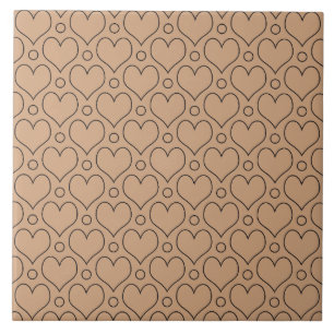 Tan und Schwarze Liebe Herz und Polka Dots Muster Fliese