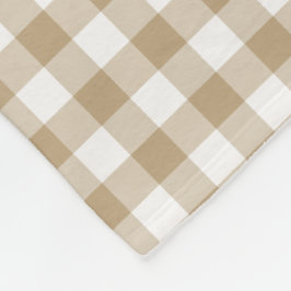 TAN und weißer Gingham überprüftes Muster Fleecedecke