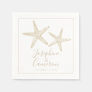 Tan und White Starfish Ziel Hochzeit am Strand Serviette