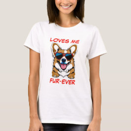 Tan Welsh Corgi Red Heart Shaped Sonnenbrillen T-Shirt